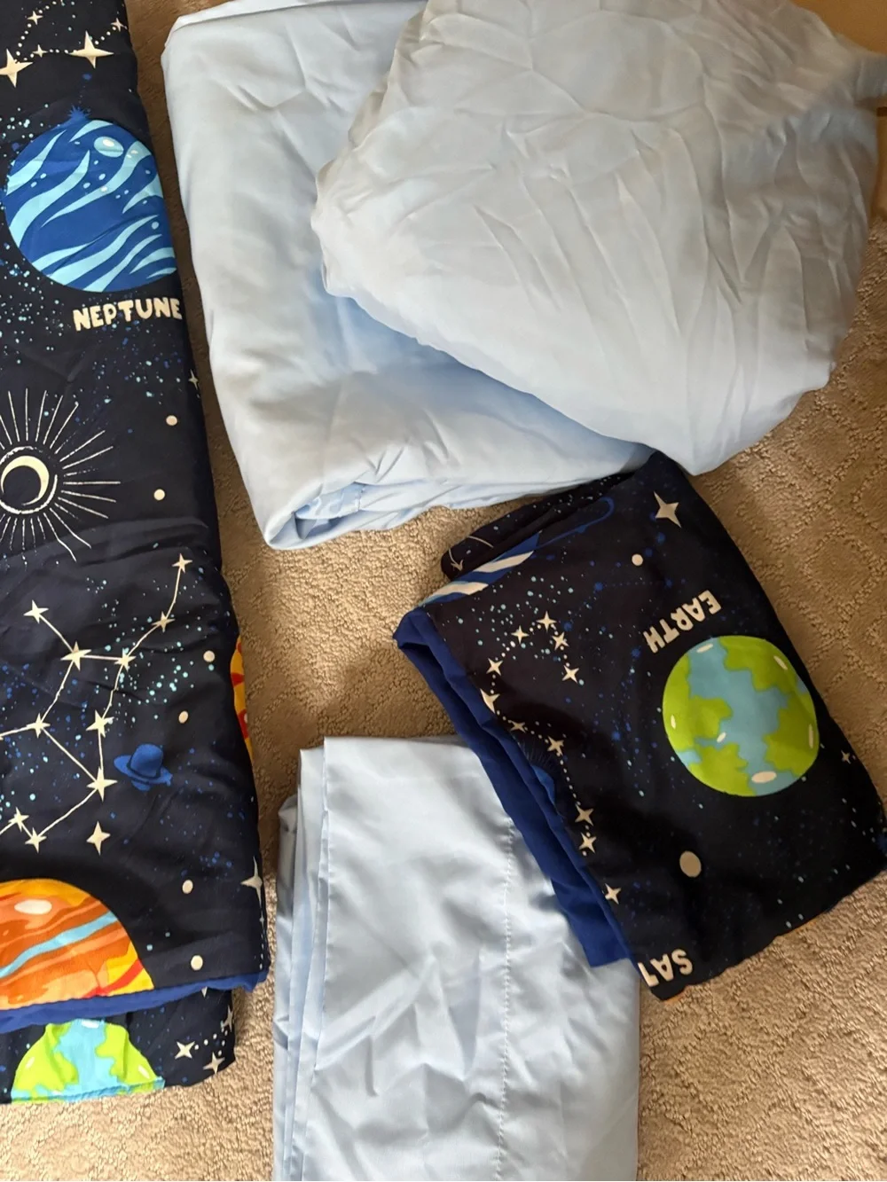 Twin size boys, comforter and sheets